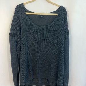 Calvin Klein Women Size 2XL Pullover Sweater Gray Long Sleeve Cable Knit Sparkle